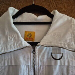 White Denim Zip Up Jacket